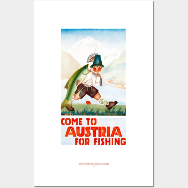 Vintage Travel Poster Austria For Fishing Wall Art by vintagetreasure